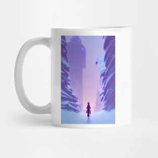 Anime Girl Night Snowy Christmas Landscape Mug